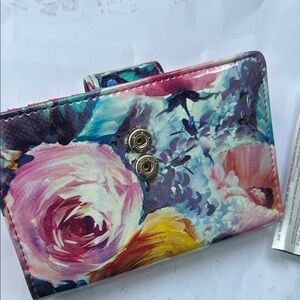 Floral Painted Multicolor Women's Wallet Clutch